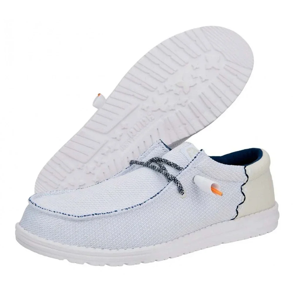 HEYDUDE Men Wally Funk Open Mesh White White Size 9 Lightweight Slip On Loafers